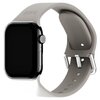 Beżowy pasek silikonowy do zegarka Apple Watch z widocznym zapięciem i otworami regulacyjnymi. Na pasku znajduje się logo "Holdit".