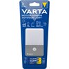 Opakowanie produktu "VARTA Motion Sensor Outdoor Light" w kolorze niebieskim zawiera informacje: "3 Years Guarantee", "40 Lumens", "60 Hours", "7 Meters", "Hook Hole, Magnet & Tape", "IP 44", oraz "Auto Shut Off". W dolnej części opakowania znajdują się t