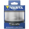 Opakowanie latarki z napisem "VARTA" na niebieskim tle, z widocznym logo w postaci żółtego trójkąta. Na dole opakowania znajduje się napis "DYNAMO LANTERN".