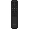 Czarny pilot z przyciskami oznaczonymi jako: "EQ", "HDMI ARC", "Bluetooth", "Vol+", "Vol-", "Treble +", "Bass -", "USB", oraz logo "PHILIPS" na dole. Centralnie umieszczone przyciski to "Play/Pause" oraz strzałki do przewijania.