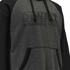 Szara bluza z czarnymi rękawami i kapturem, z przodu widoczny napis "DEWALT GUARANTEED TOUGH". Bluza posiada kieszeń typu kangurka.