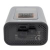 Szara pompka rowerowa z funkcją powerbanku marki Platinet, model PTC22, z widocznymi portami USB i USB-C oraz przyciskami na górnej powierzchni. Na urządzeniu znajduje się tekst: "Platinet", "COMPRESSOR PTC22", "Power: 0,2 - 10,3 bar", "Input/output: 5V/1