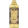 Żółta butelka z brązową etykietą, na której widnieje napis "Tesori d'Oriente" oraz "AMMORBIDENTE AROMATICO" i "AROMATIC LAUNDRY SOFTENER". Na etykiecie znajdują się również wzory kwiatowe oraz napis "VANIGLIA E ZENZERO" i oznaczenie "38 LAVAGGI".