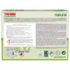 Opakowanie tabletek do zmywarek TRI-BIO All-in-One 25 szt. z napisem "natural" w prawym górnym rogu, zawiera szczegółowe informacje o produkcie w kilku językach, w tym opis ekologicznych właściwości, instrukcje użycia oraz ostrzeżenia. Na dole widoczne są