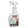Biała butelka ze spryskiwaczem zawiera napis "TRI-BIO PROBIOTIC PET ODOR & STAIN BIO REMOVER PROFESSIONAL" oraz grafikę przedstawiającą psa i kota. Na etykiecie widnieje również tekst "MICROSCOPIC CLEAN UP TO 7 DAYS" oraz logo "BIO INNOVATIONS".