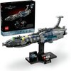 Zestaw LEGO 75377 Star Wars Niewidzialna Ręka przedstawia szczegółowy model statku kosmicznego na czarnej podstawce z tabliczką, a w tle widoczny jest pudełko z grafiką statku i napisami "INVISIBLE HAND" oraz "STAR WARS". Na podstawce znajduje się również