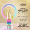 Butelka serum "PANTENE Pro-V Hydration Recharge Heat & Glow 135 ml" z pompką, otoczona kolorowym pierścieniem, obok której znajdują się kapsułki. Po prawej stronie widoczny jest tekst: "POZIOM NAWILŻENIA", "UWALNIA JESZCZE WIĘCEJ NAWILŻAJĄCYCH SKŁADNIKÓW 