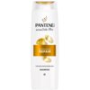 Biała butelka szamponu z logo "PANTENE Pro-V" oraz napisami "ACTIVE Nutri-Plex" i "INTENSIVE REPAIR". Na opakowaniu widnieje również tekst "FOR WEAK AND DAMAGED HAIR SHAMPOO".