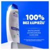 Na zdjęciu widoczna jest butelka szamponu z napisem "head & shoulders CLASSIC CLEAN" oraz tekstem "UP TO 100% DANDRUFF PROTECTION" i "USE EVERY WASH". Obok butelki znajduje się napis "DO 100% BEZ ŁUPIEŻU*" oraz "SKUTECZNOŚĆ UDOWODNIONA KLINICZNIE", a na d