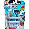 Opakowanie zestawu figurek "Mr Beast Lab Swarms" zawiera pięć mikro figurek w przezroczystych pojemnikach, z kolorową grafiką przedstawiającą postacie i napisy: "5 Micro Beasts Inside", "Experiment to Create Your Swarms", "100+ to Collect", oraz ostrzeżen