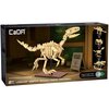 Pudełko z klockami plastikowymi przedstawia model szkieletu welociraptora na podstawce, z napisem "CaDA" oraz informacjami: "C59014W", "256PCS", "Dinosaur Fossils: Velociraptor". Widoczny jest również napis "Magical Night Glow Endless Exploration" oraz oz
