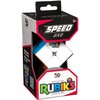 Opakowanie zabawki "Rubik's Speed Cube 50 lat 2x2" z widoczną kostką Rubika w środku, ozdobione napisami "SPEED 2X2" oraz "OFFICIAL RUBIK'S". Na opakowaniu znajduje się logo "50 YEARS" oraz kod QR z napisem "DOWNLOAD THE GAME! TÉLÉCHARGE LE JEU!".