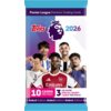 Opakowanie kart kolekcjonerskich z napisem "Premier League Premium Trading Cards" oraz logo Premier League i Topps, z widocznymi postaciami piłkarzy. Na dole opakowania znajduje się informacja: "10 CARDS PER PACK, 3 OR MORE SPECIAL INSERT CARDS PER PACK!"