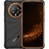Smartfon w kolorze pomarańczowym z widocznym wzorem heksagonów na ekranie oraz dużym aparatem z trzema obiektywami i lampą błyskową z tyłu. Na obudowie znajduje się logo "HAMMER".