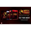 Na zdjęciu widoczne są opakowania gry "Mortal Kombat: Legacy Kollection Deluxe Edition" na różne platformy, z logo smoka i napisem "TEST YOUR MIGHT!". W dolnej części znajduje się informacja, że edycja Deluxe zawiera Steelbook® i inne elementy do potwierd