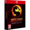 Czerwona okładka gry "Mortal Kombat: Legacy Kollection Deluxe Edition" na Nintendo Switch z dużym logo smoka na środku. W dolnym rogu widnieje oznaczenie wiekowe "18" oraz napis "provisional".