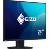 Monitor z czarną ramką i podstawą, wyświetlający niebiesko-turkusową grafikę z logo "EIZO" oraz napisem "24" 61,1 cm".