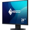 Monitor z czarną ramką i podstawą, wyświetlający niebiesko-turkusową grafikę z logo "EIZO" oraz napisem "24" 61,1 cm".