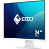 Monitor EIZO FlexScan EV2410R-WT o przekątnej 24,1 cala i rozdzielczości 1920x1200 pikseli z matrycą IPS, wyświetla niebiesko-turkusową grafikę z logo EIZO oraz napisem "24" 61,1 cm". Monitor ma cienkie ramki i stoi na białej podstawie.