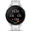 Szary zegarek sportowy z okrągłym wyświetlaczem pokazuje dane: stoper 25:32, dystans 4.56, tempo 5:35, tętno 155. Na dole ekranu widoczne jest logo "GARMIN".