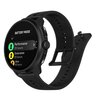 Czarny smartwatch z okrągłym wyświetlaczem pokazuje tryb baterii z opcjami: "Performance 55 hours", "Endurance 65 hours" i "Ultra 90 hours". Na obudowie widoczne jest logo "SUUNTO".