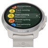Szary smartwatch z widocznym ekranem, na którym wyświetlane są opcje aktywności: "Mountain biking Enduro", "Track running Basic", "Trail running Mountain", "Gravel cycling Power", "Pool swimming Basic". Na obudowie zegarka widoczne jest logo "SUUNTO".