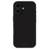 Czarne etui silikonowe z dwoma otworami na aparat i lampą błyskową, z widocznym napisem "holdit" na dole. Produkt jest przeznaczony do telefonu Apple iPhone 17.