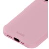 Różowe etui silikonowe z widocznym napisem "holdit" na dolnej części, z otworem na port ładowania i otworami na głośniki. Produkt przeznaczony do telefonu Apple iPhone 17.