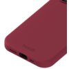 Czerwone etui silikonowe z wycięciem na aparat i otworami na głośniki oraz port ładowania, z widocznym napisem "holdit". Produkt przeznaczony do telefonu Apple iPhone 17.