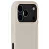 Beżowe etui silikonowe na smartfon z trzema widocznymi otworami na aparaty oraz dodatkowymi otworami na przyciski i porty. Produkt ma gładką powierzchnię i jest dopasowany do kształtu telefonu.