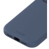 Niebieskie etui silikonowe z widocznym logo "holdit" na dolnej części, posiada otwór na port ładowania oraz otwory na głośniki. Produkt jest przeznaczony do telefonu Apple iPhone 17 Pro Max.