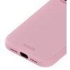 Różowe etui silikonowe z widocznym logo "holdit" na dolnej części, z otworem na port oraz otworami na głośniki. Produkt przeznaczony do Apple iPhone 17 Pro Max.