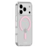 Przezroczyste etui na telefon z różowym wzorem MagSafe, widoczne logo jabłka oraz napis "holdit" na dole. Etui jest przeznaczone do modelu Apple iPhone 17 Pro.