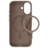 Jasnobrązowe etui do telefonu z okrągłym wycięciem na aparat i tekstem "Bring me when changing to a new phone" na dołączonym pierścieniu. Wewnątrz etui widoczny jest symbol recyklingu oraz tekst: "MADE FROM 100% RECYCLED TPU".