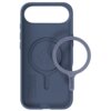 Niebieskie etui na telefon z okrągłym wycięciem i symbolem recyklingu, obok znajduje się pierścień z napisem "Bring me when changing to a new phone" oraz logo "holdit". Na etui widoczny jest tekst: "MADE FROM 100% RECYCLED TPU 100% RECYCLEABLE REMOVE FOR 