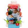 Opakowanie zabawki edukacyjnej przedstawia kolorową piramidkę sensoryczną z kółek, z widocznym logo "fisher-price" na górze. Na opakowaniu znajduje się zdjęcie dziecka bawiącego się zabawką oraz napis "6 m+", a poniżej tekst: "Sensory Rock-a-Stack™" i jeg