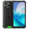 Smartfon Blackview BV5300 Plus 8/128GB w kolorze zielonym, z widocznym logo Blackview na obudowie, posiada ekran o przekątnej 6.1 cala oraz potrójny aparat fotograficzny. Obudowa ma wyraźne zielone akcenty i solidny, ochronny design.