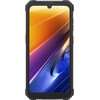 Smartfon z wyświetlaczem o przekątnej 6.1 cala, otoczony solidną, czarną obudową. Na ekranie widoczna jest abstrakcyjna grafika w odcieniach pomarańczowego, fioletowego i niebieskiego.