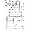 Schemat techniczny baterii prysznicowej z wymiarami: średnica 70 mm, odległość montażowa 150 ±12 mm, całkowita szerokość 219 mm, oraz inne szczegółowe wymiary. Widoczne oznaczenia gwintów G 1/2 i różne odległości w milimetrach, takie jak 129 mm, 159 mm, 1
