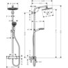 Schemat techniczny przedstawia zestaw prysznicowy z wymiarami w milimetrach, w tym średnicę deszczownicy 240 mm, wysokość całkowitą 1201 mm oraz inne szczegółowe wymiary poszczególnych elementów. Widoczne są oznaczenia takie jak "G 1/2" oraz kąty nachylen