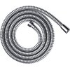 Na zdjęciu widoczny jest metaliczny, spiralny wąż prysznicowy o długości 1,25 metra, z dwoma chromowanymi końcówkami. Produkt jest zwinięty w okrąg, a jego powierzchnia ma błyszczące wykończenie.