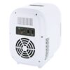 Biała lodówka kosmetyczna z widocznym panelem sterowania, na którym znajdują się przyciski oznaczone jako "COLD", "HOT", "OFF" oraz gniazda "DC 12V" i "AC 220V". Poniżej panelu znajduje się kratka wentylacyjna.