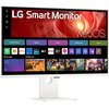 Monitor LG Smart 37U730SA-W 37" wyświetla interfejs systemu webOS z widocznymi aplikacjami takimi jak Netflix, Prime Video, YouTube oraz ikony kategorii: Home Office, Games, Music, Home Hub, Sports. Na ekranie widoczne są również sekcje "Recent Input" z i