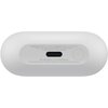 Białe etui z portem USB-C na środku, otoczone tekstem technicznym. Widoczne napisy to m.in. "(Earbuds) SM-R420: 5V == 200mA / (Cradle) EP-QR420: 5V == 900mA" oraz "Made in Vietnam by Samsung".