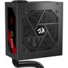Czarny zasilacz komputerowy z widocznym logo smoka na kratce wentylatora oraz czerwonym panelem bocznym z napisami: "REDRAGON", "80 Plus Gold", "850W", "ATX 3.0". Zasilacz posiada czarne, oplecione kable wychodzące z jego obudowy.