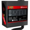 Czarny zasilacz komputerowy z czerwonymi akcentami, oznaczony jako "REDRAGON", z certyfikatem "80 Plus Gold" i mocą 850W. Na etykiecie znajdują się specyfikacje techniczne, takie jak napięcia wyjściowe i prąd, oraz ostrzeżenia i informacje kontaktowe.