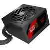Czarny zasilacz komputerowy z widocznym wentylatorem na górze oraz kablami wychodzącymi z boku. Na bocznej ściance znajduje się napis: "650W GUARD ATX3.1 80 Plus Bronze" oraz logo "REDRAGON".