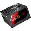 Czarny zasilacz komputerowy z widocznym wentylatorem na górze, oznaczony logo REDRAGON i napisem "1000W ATX3.1", posiada certyfikat "80 Plus Gold". Na obudowie widoczne są również różne złącza oraz dodatkowe oznaczenia techniczne.