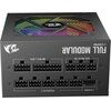 Zasilacz komputerowy z widocznym logo smoka, posiadający kolorowe podświetlenie wentylatora oraz napisy: "FULL MODULAR", "+12VHPWR", "MB 18Pin + 10Pin", "SATA/MOLEX/IDE", "CPU/GPU/PCI-E".