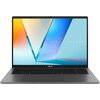 Laptop z otwartym ekranem wyświetlającym kolorową grafikę z napisem "ASUS VIVOBOOK", poniżej klawiatura i touchpad. Na obudowie pod ekranem widoczne jest logo "ASUS".